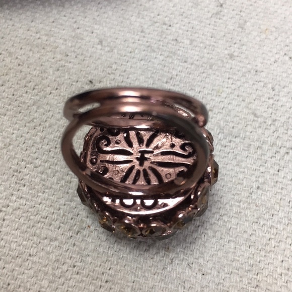 Fossil rhinestone cluster dome bubble bronze ring - Picture 5 of 7